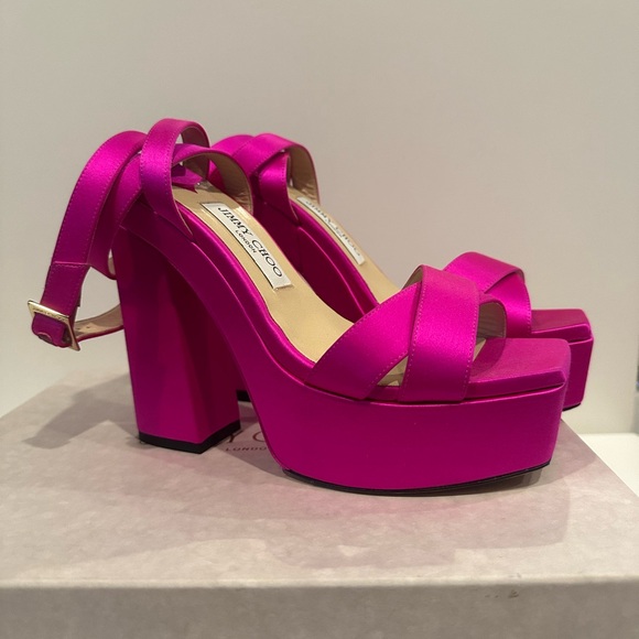 Jimmy Choo Pink Gaia Platform Sandals - Picture 6 of 7